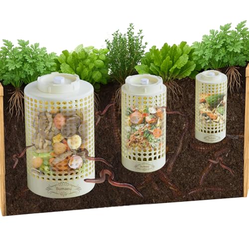 Underground Worm Farm, Garden Mini vermicomposting bin for use in Outdoor Gardening from Kitchen Food Waste, with Holes and lid11.81IN+10.23IN+8.38IN（3PC） - size: 11.81IN+10.23IN+8.38IN (3PC)