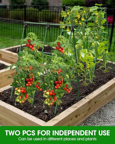 MYMULIKE 2 Pack Cucumber Trellis, Garden Trellis for Climbing Plants Outdoor, A-Frame Cucumber Trellis for Raised Bed, Plant Grow Support for Tomato, Squash, Vegetable, Flower(33"x47"x2Pcs)