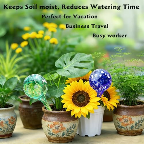 Plant Self Watering Globes, Colorful Glass Plant Watering Device Outdoor - color: 6pcsSmall Size