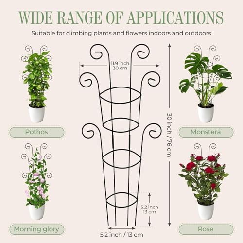 4 Pack 30 Inch Tall Metal Plant Trellis for Climbing Plants Indoor - Rustproof Garden Trellis for Potted Houseplants, Sturdy Support for Ivy, Pothos, Monstera, Hoya & Flower Vines - size: 30" | Haven for Houseplants