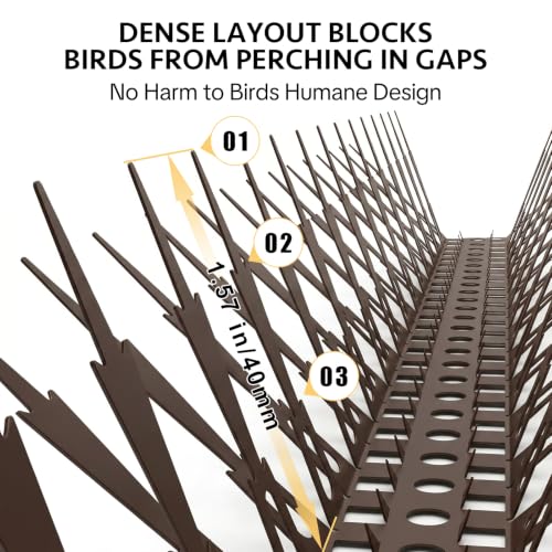 OFFO Bird Spikes for Outside, 304 Stainless Steel, 5 Pack 5 Ft, Brown - color: Brown