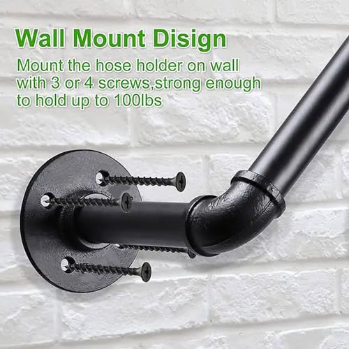 Industrial Garden Hose Holder Wall Mount, Heavy Duty Metal, Holds 125 ft