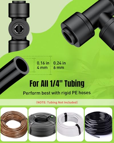 Pawfly 15 Pack Quick Connect 1/4" Drip Irrigation Tee Connectors, Push-to-Connect Drip Irrigation Tee Fittings for 1/4 Inch Irrigation Tubing & Sprinklers, Anti-Leak Drip Irrigation System Parts - size: 15pcs 3 Way Reducing Tee