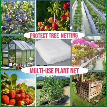 Fruit Tree Netting 2 Pack 8x8 FT with Drawstring and Zipper - Reusable Plant Protection Cover, Heavy Duty PE Mesh Netting for Blueberry Bushes - Blocks Birds/Deer/Squirrels - size: 8x8 FT