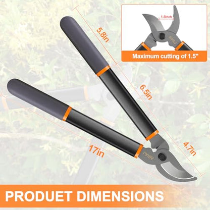 18" Bypass Loppers for Gardening,Tree Trimmer with 1.5" Cutting Capacity - size: 18''