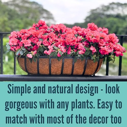 LaLaGreen Railing Planter Box (24 Inch, 4 Pack) Black Metal Rectangular Hanging Planters with Coco Liner, Flower Boxes Brackets for Deck Railings Outdoor Plants Over Rail Fence Balcony Patio Porch - size: 24" (61cm) x 4 pack