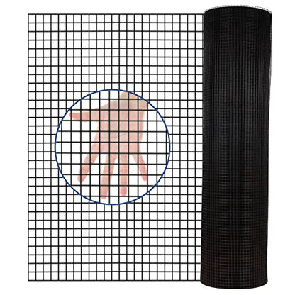 Hardware Cloth PVC Coated Wire Mesh 48'' x 50' 1/4inch Mesh Black Vinyl Coated Fence Chicken Wire Fencing 19 Gauge Chain Link Fence for Chicken Coop,Animal Control,Gutter Guard, and Home Improvement…
