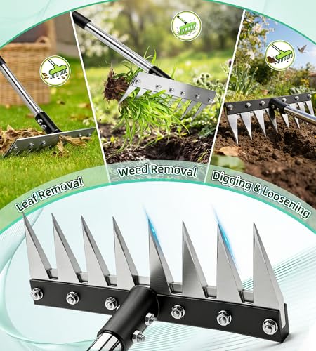 Weeding Rake Puller Tool for Garden,Heavy Duty Iron Weed Puller Cutter Tool - style: 8 Teeth