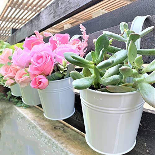LaLaGreen Rail Planter (6 in, 10 Pack) White Metal Iron Railing Pots - size: 6 Inch (White)