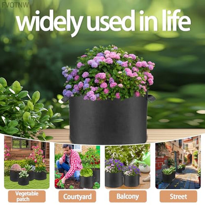 2-Pack 15 Gallon Fabric Grow Bags with Handle, Heavy Duty 300G Thickened Nonwoven with Handles and Reusable, Suitable for Garden Vegetables,Fruits and Flowers(Black) - size: 15 gallon (17.8''D×14.5''H)