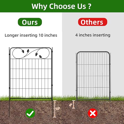 Black Metal Garden Fence 30in(H)X12ft(L) 6 Panels Decorative Garden Fencing - size: 30″Tall(6 Panels)