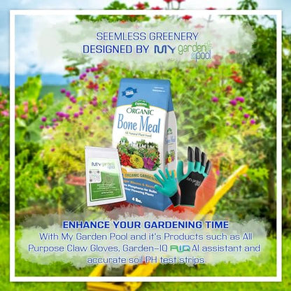 Espoma BM04 Bone Meal 4 lb. - Boost Your Plant Growth with My Garden Pool PH Soil Test Strips 20 ct, and My Garden Pool Gardening Claw Gloves and Garden-IQ, Smart Gardening AI Assistant!.