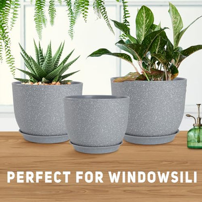YNNICO Plant Pots 10/9/8/7.5/7 inch with Multi Mesh Drainage Holes - color: Gray, size: 10/9/8/7.5/7 inch