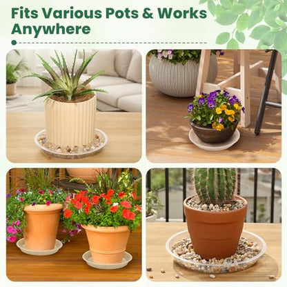 3 5 7 9 11 15 Inch Clear Plastic Plant Saucers for Indoors, 5 Pack Durable Plant Trays for Pots and Plant Water Catcher Tray with No Holes, Reusable Plastic Trays for Plants (5''-5Pack) - size: 5''-5Pack