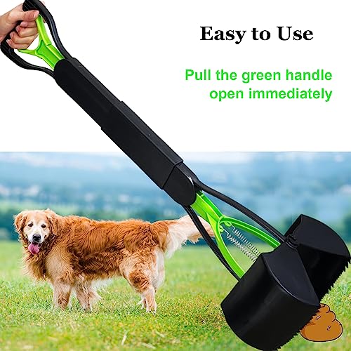 32" Pooper Scooper for Large Small Dogs Heavy Duty, Long Handle Poop Scoop for Yard, Grass, Gravel, Dog Poop Grabber with High Strength Material and Durable Spring - size: 1 Piece(32-inch length)Green