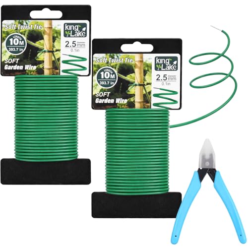 KINGLAKE Green Garden Wire with Pliers - 66 Feet 2.5mm Garden Ties Soft Plant Twist Ties Plant Wire for Climbing Plants Tomatoes Support Vines Vegetables Flowers Indoor & Outdoor Gardening Training - size: 2.5mm x 66ft