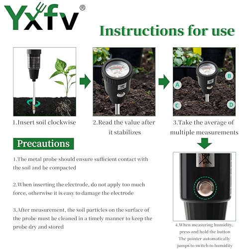 2-in-1 Soil pH Tester, No Battery Long Probe