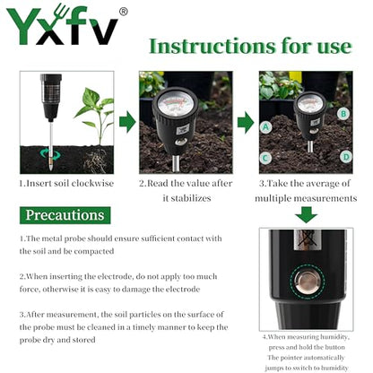 2-in-1 Soil pH Tester, No Battery Long Probe
