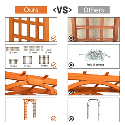 Yaheetech 7FT Wooden Arch Arbor, Wood Trellis for Climbing Plants Outdoor
