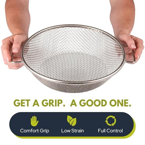 Round Soil Sifter, 1/8-inch Stainless Steel Sieve with Handles - size: 1/8 inch