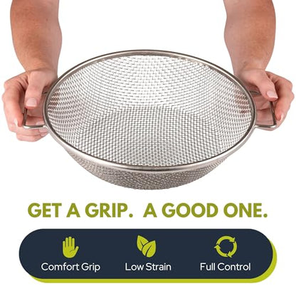 Round Soil Sifter, 1/8-inch Stainless Steel Sieve with Handles - size: 1/8 inch