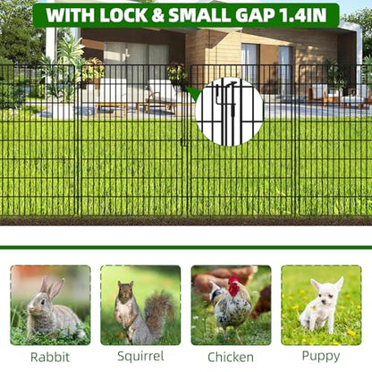 15 Panels Garden Fencing Animal Barrier with Lock, 40 in(H) X 36 ft(L) Dog Fence Outdoor for Yard Rustproof No Dig Decorative Tall Garden Fence Metal Wire Panel Border Rabbit Ground Stakes Fencing - size: 40in(H) X 36Ft(L)