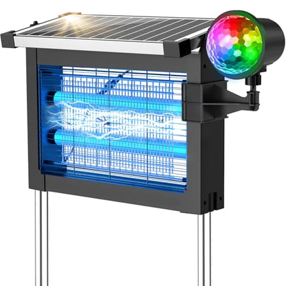 2‑in‑1 Solar Bug Zapper Outdoor, Electric Mosquito Killer Insect Trap - color: Black