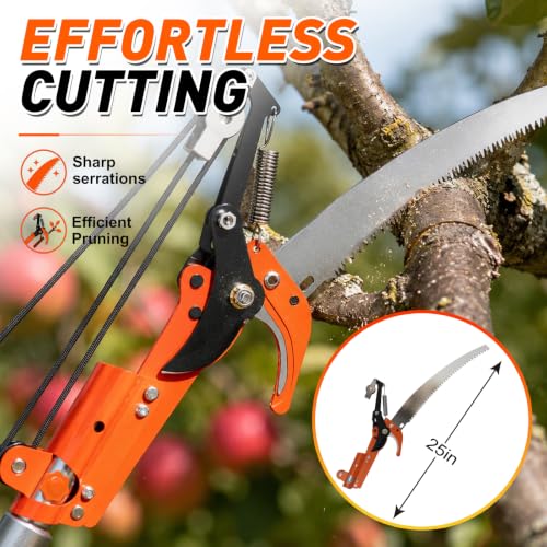 SISUPASSIE 36FT Reach Tree Trimmer, Telescoping Pole Saw with 7-30FT Extension Pole, Manual Tree Pruner Extendable for Yard, Garden, Patios - size: 30FT