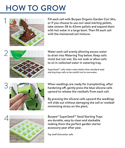 Burpee SuperSeed 16 XL Cell Reusable Seed Starting Tray for Seedlings - size: 16 Cells
