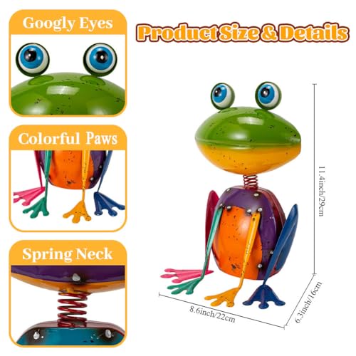 Frog Garden Decor Metal Yard Art - color: Green Frog