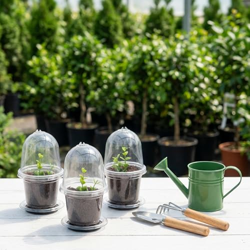 EBaokuup 20 Pack Self Watering Seed Starter Pot, 3 Inch Automatic Watering Plant Nursery Pots with Humidity Dome, Self Watering Nursery Pots for Potted Plants Seed Germination - color: 20 Pack-clear
