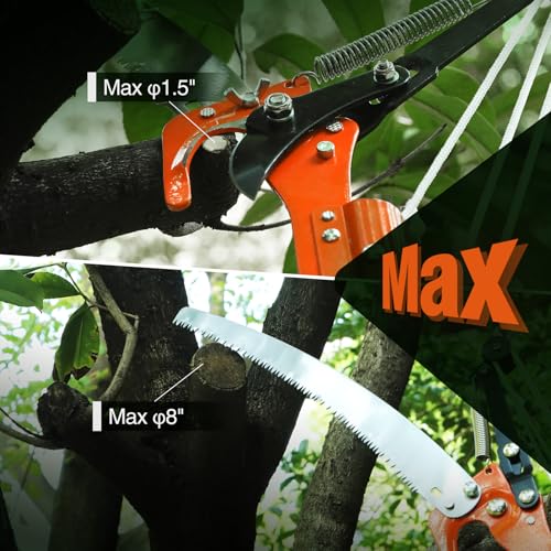 Pruning Shears, 27ft Extendable Tree Pruner - style: 5.5FT-27.5FT - Sectional Pole with 2 Saws & Pruner Saw