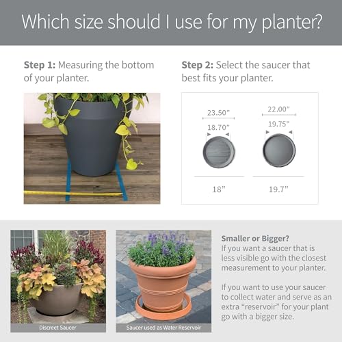 Crescent Garden Universal Square Plant Saucer, UV Resistant Durable Drip Tray for Square Planter, Heavy-Duty Plastic Drainage Dish, Indoor/Outdoor UV-Safe Saucer - 9'' Inner x 12.5" Outer (Parchment) - color: Parchment, size: 9" (Inner)