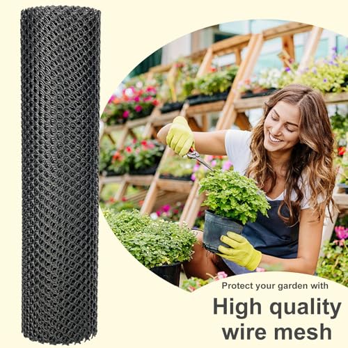 Plastic Wire Mesh Fence 16in x 33Ft Plastic Chicken Wire Mesh for Poultry, Dogs, Rabbit, Snake Barrier & Gardening Versatile Plastic Fencing (16in x 33Ft, Black) - color: Black, size: 16in x 33Ft