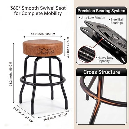 Rotatable Guitar Stool GT-22, Footrest Support, Leather, Brown
