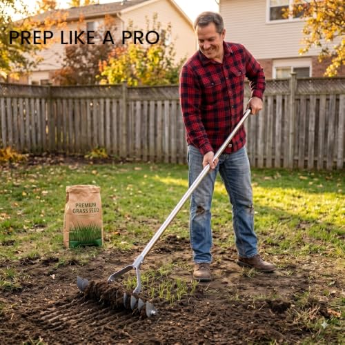 Thatch Rake Replacement Head, 2-in-1 Dual-Sided Dethatching Rake Head for Lawns, Heavy Duty Anti-Bending Tines, Wobble-Free Turf Grass Remover Tool - size: 13.8inch