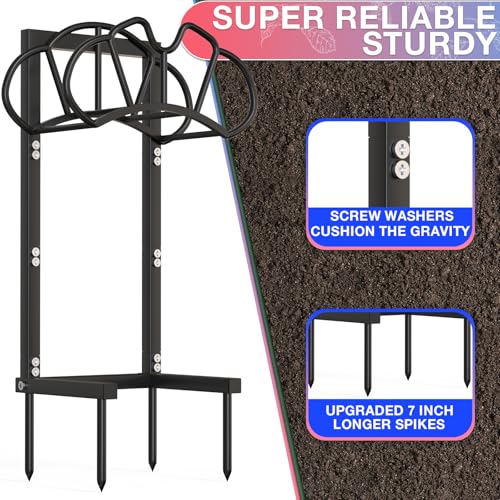 Qatsrin Garden Hose Holder Holds 160ft, Rustproof Water Hose Storage, Black - color: Black