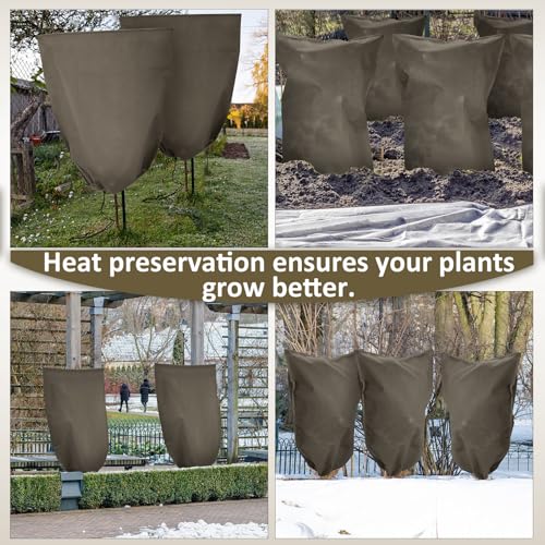 12 Pack Winter Plant Covers Freeze Protection, Brown - color: Brown