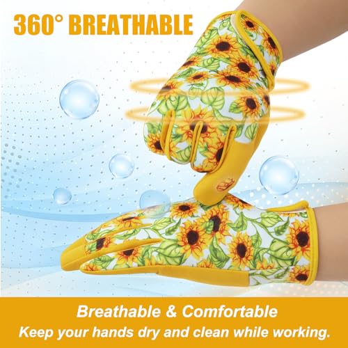 Sunflower Gardening Gloves Thorn Proof for Women Touchscreen Fingertips - style: Short
