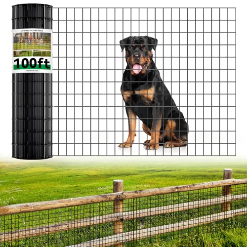 Welded Wire Fence, 100t(L) x 36inch(H) PVC Anti-Rust Coated Wire Mesh, 2 Inch x 3 Inch 16GA Garden Edging Border, Roll Metal Animal Barrier for Yard Vegetable Plant Protection Poultry Netting - size: 100ft(L) x 36inch(H)