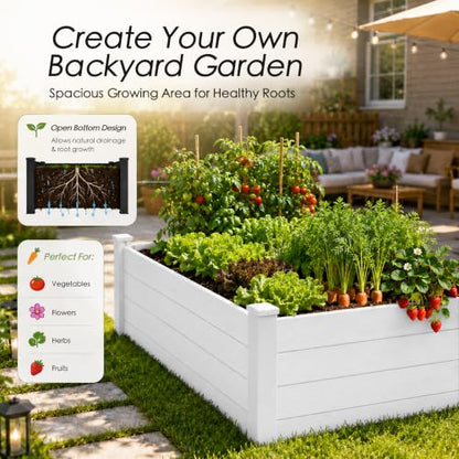 Kozyard 98.9" L x 18.4" W Raised Garden Bed Kit, Outdoor Planter Box - color: White