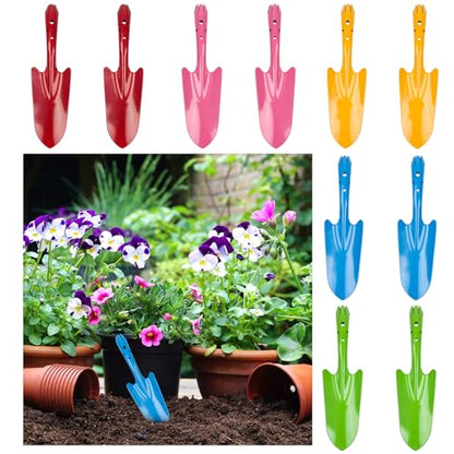 10 Pack Mini Colorful Metal Hand Shovel, Kids Teens Adults Trowel Set Garden Tools for Flower Soil Planting Digging Transplanting (11 x 3 Inch)