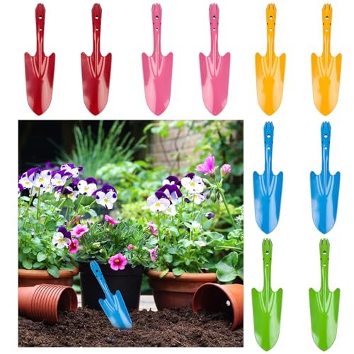 10 Pack Mini Colorful Metal Hand Shovel, Kids Teens Adults Trowel Set Garden Tools for Flower Soil Planting Digging Transplanting (11 x 3 Inch)