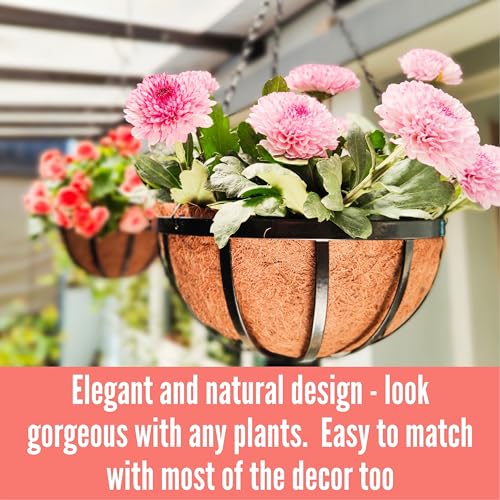 LaLaGreen Yard Hanging Baskets (20 in, 2 Pack) Black Coco Liner Garden Pots - size: 20" (51cm) x 2 Pack