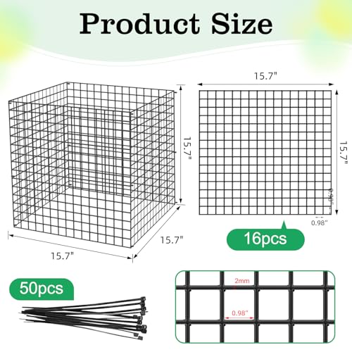 4 Packs Wire Plant Protectors,15.7" X 15.7" Wire Mesh Plant Protector cage,DIY Garden and Vegetable Protectors,Plant Cage to Protect Plants from Animals
