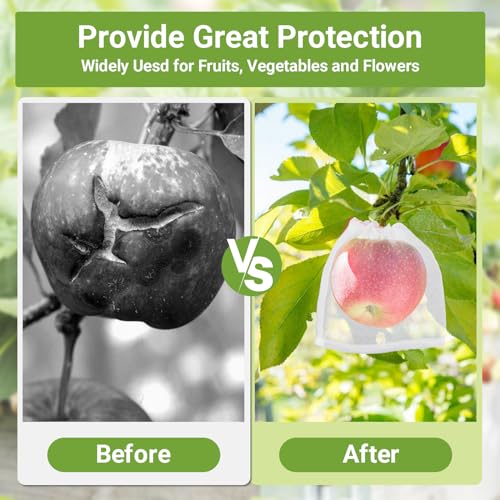 Fruit Bags for Fruit Trees, 25pcs 6x6 in Fruit Protection Net Bags, Garden Netting Mesh Bags with Drawstring Keeping Away Birds Pests Squirrels, Bug Net Bags - size: 6"x6"/Pack of 25