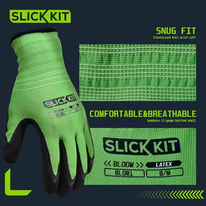 6 Pairs Gardening Gloves for Women & Men, Spring Green & White - size: Large/9