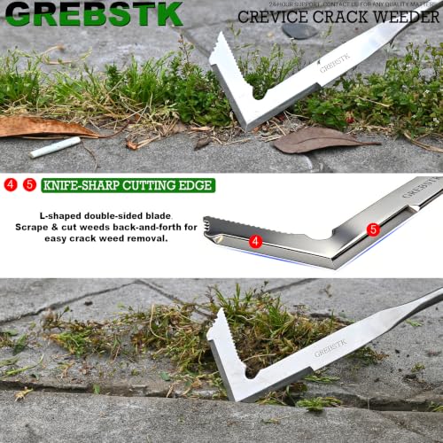 GREBSTK Crack Weeder Crevice Weeding Stainless Steel Sharp Lightweight Tool - size: 12in Manual Weeder