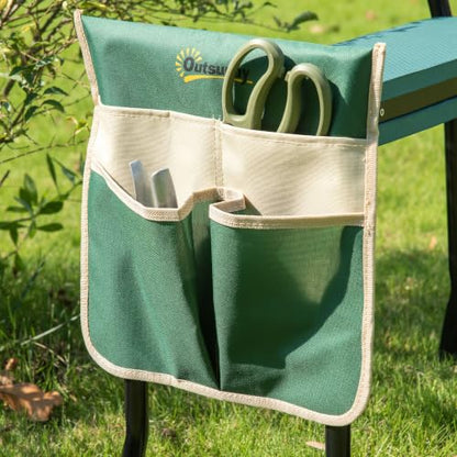 Outsunny Garden Kneeler and Seat with Tool Pouch, Green - color: Green