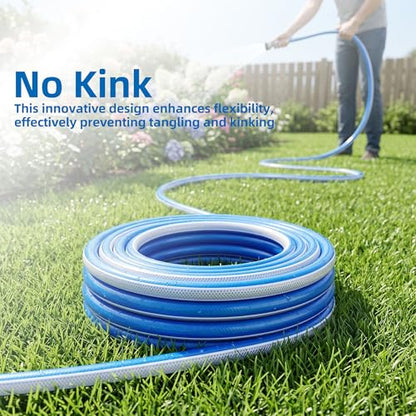 25 ft Heavy Duty 3/4” Garden Hose, Solution4Patio, Male to Female Fittings - color: Blue/White, size: 3/4 in. x 25 ft.
